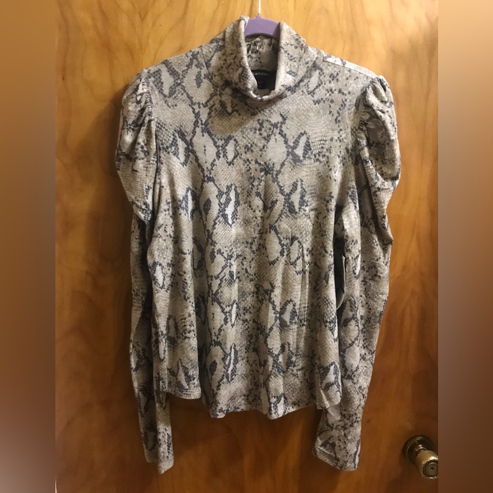 Snakeskin Print Turtleneck Top XL